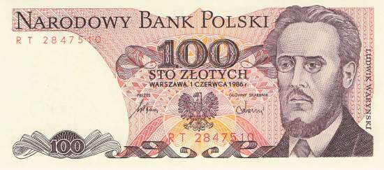 100 Zloty Polen p143e 1986